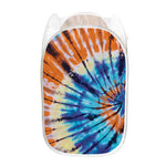 Blue And Orange Tie Dye Print Mesh Laundry Hamper