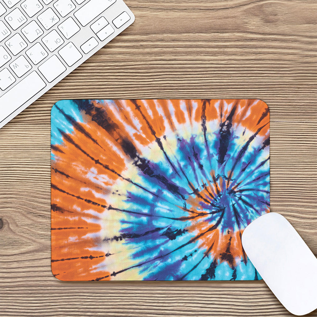 Blue And Orange Tie Dye Print Mouse Pad