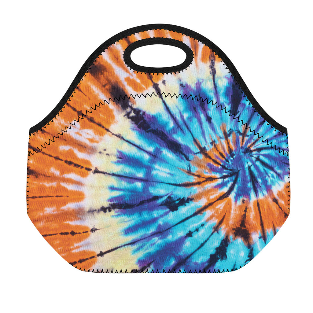 Blue And Orange Tie Dye Print Neoprene Lunch Bag