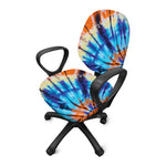 Blue And Orange Tie Dye Print Office Chair Cover