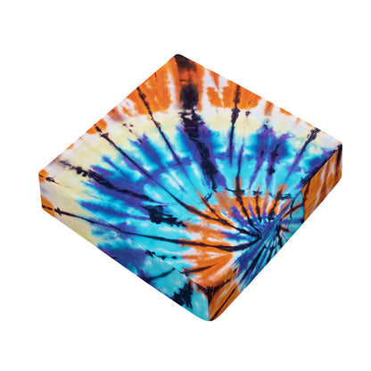 Blue And Orange Tie Dye Print Outdoor Seat Cushion Cover