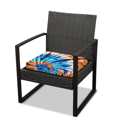 Blue And Orange Tie Dye Print Outdoor Seat Cushion Cover