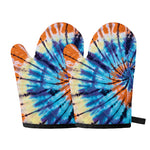 Blue And Orange Tie Dye Print Oven Mitts
