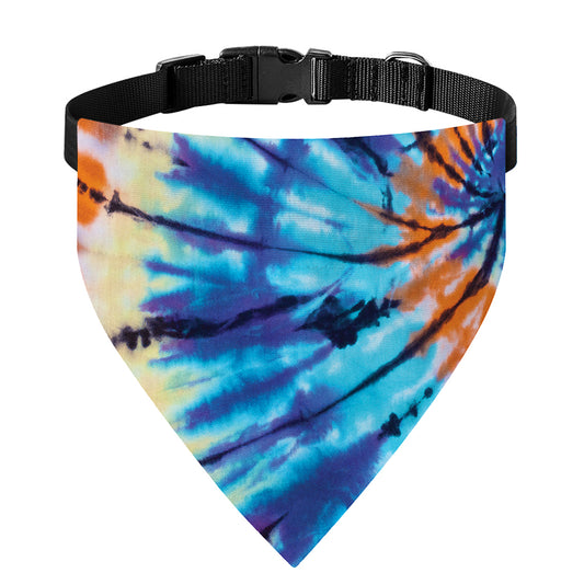 Blue And Orange Tie Dye Print Over The Collar Dog Bandana