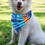 Blue And Orange Tie Dye Print Over The Collar Dog Bandana