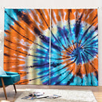 Blue And Orange Tie Dye Print Pencil Pleat Curtains