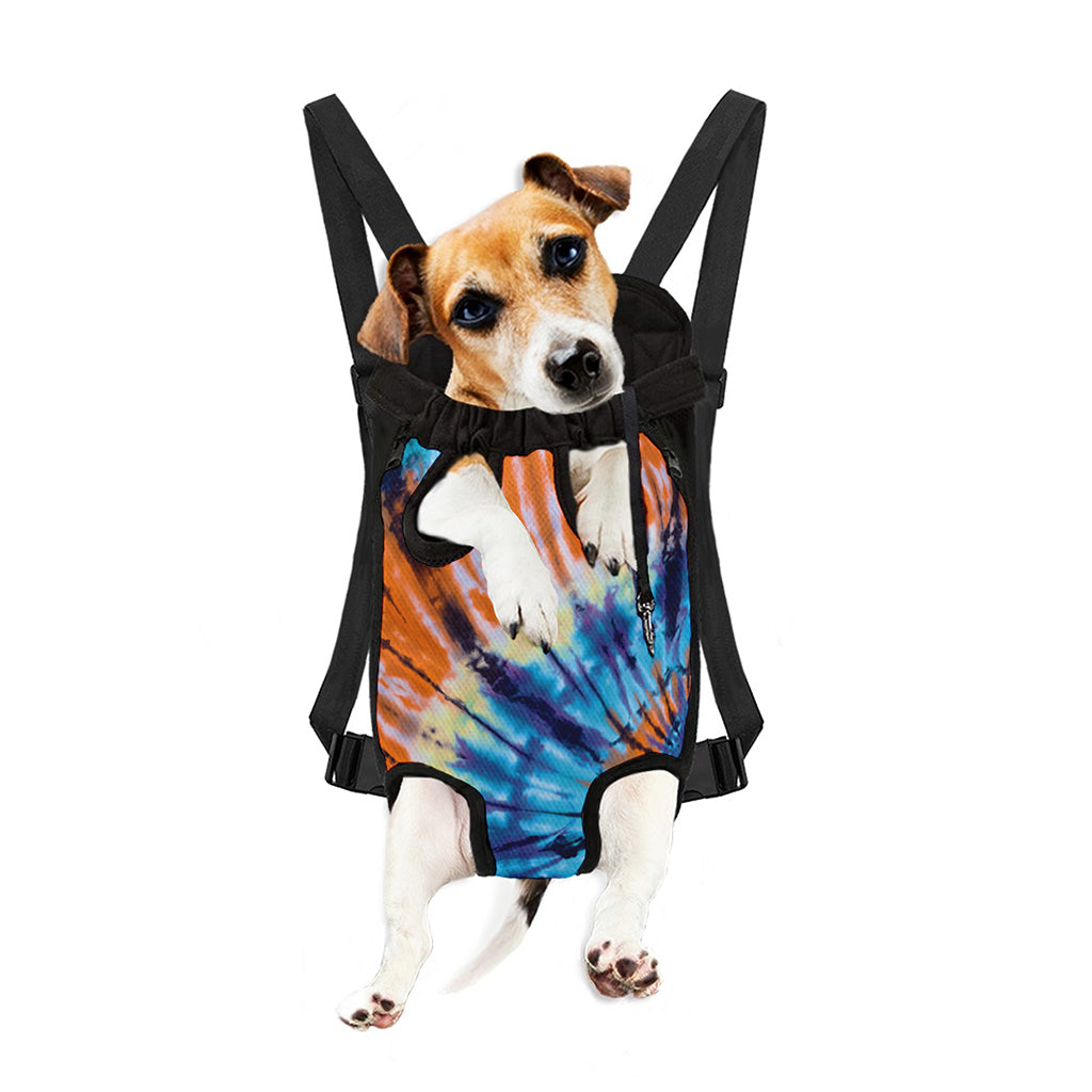 Blue And Orange Tie Dye Print Pet Carrier Backpack