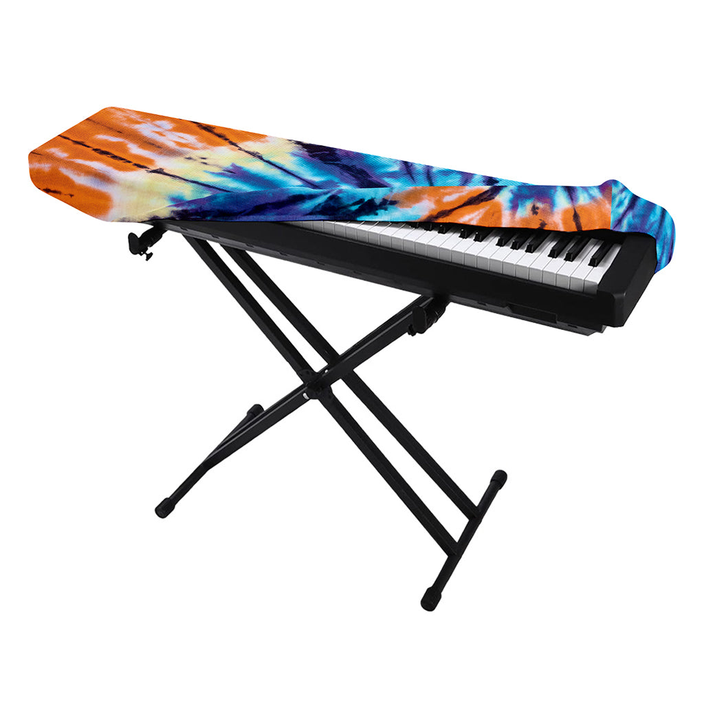 Blue And Orange Tie Dye Print Piano Keyboard Cover