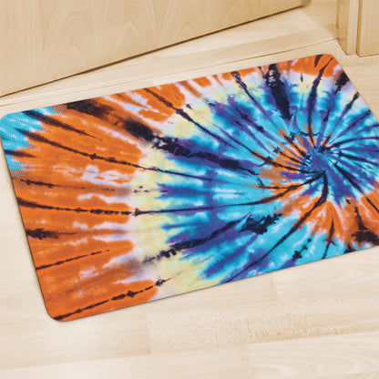 Blue And Orange Tie Dye Print Polyester Doormat