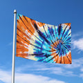 Blue And Orange Tie Dye Print Polyester Flag