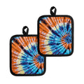 Blue And Orange Tie Dye Print Pot Holders