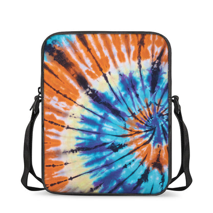 Blue And Orange Tie Dye Print Rectangular Crossbody Bag