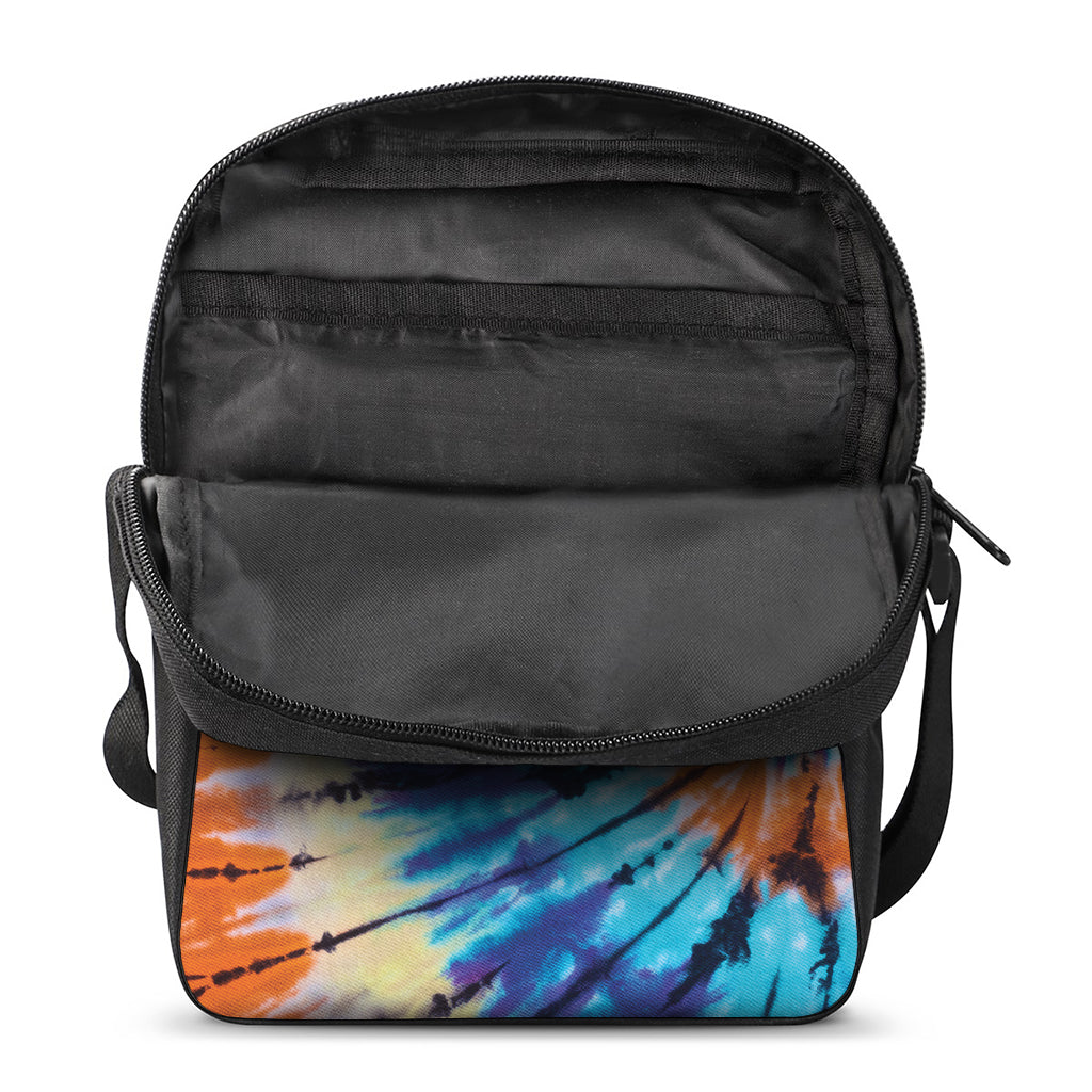Blue And Orange Tie Dye Print Rectangular Crossbody Bag
