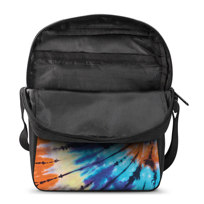 Blue And Orange Tie Dye Print Rectangular Crossbody Bag