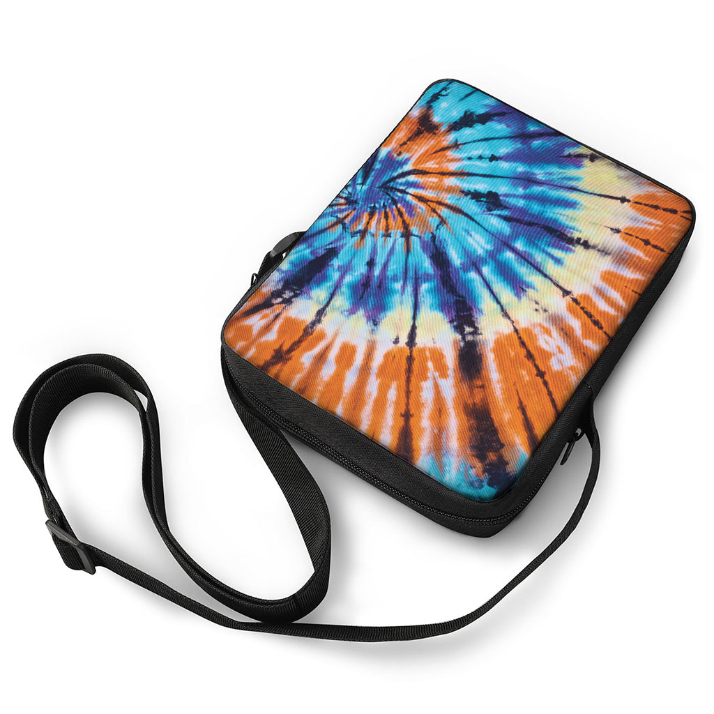 Blue And Orange Tie Dye Print Rectangular Crossbody Bag