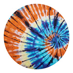 Blue And Orange Tie Dye Print Round Blanket