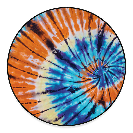 Blue And Orange Tie Dye Print Round Floor Mat