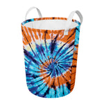Blue And Orange Tie Dye Print Round Laundry Basket