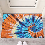 Blue And Orange Tie Dye Print Rubber Doormat