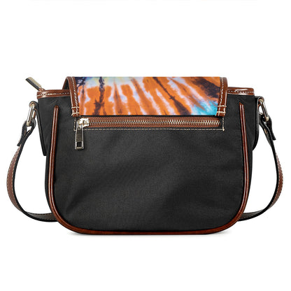 Blue And Orange Tie Dye Print Saddle Bag