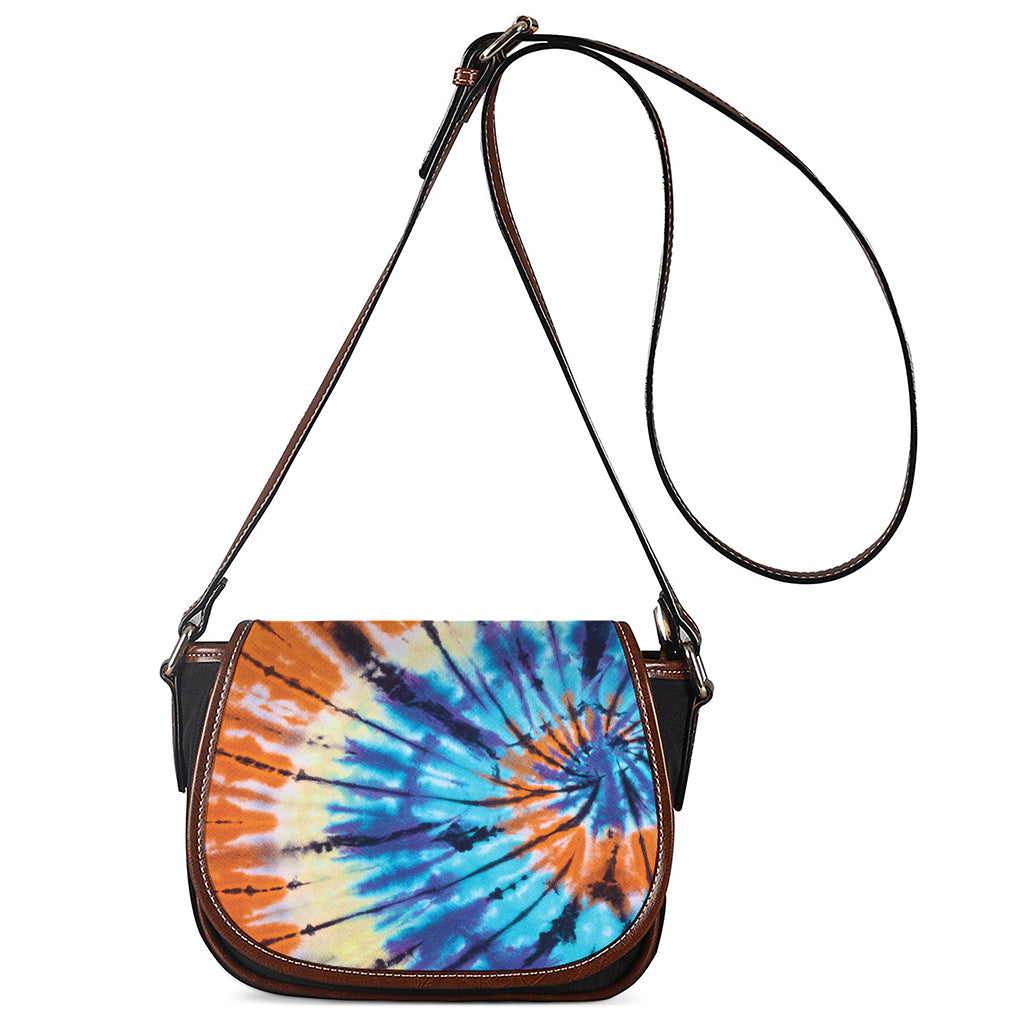 Blue And Orange Tie Dye Print Saddle Bag