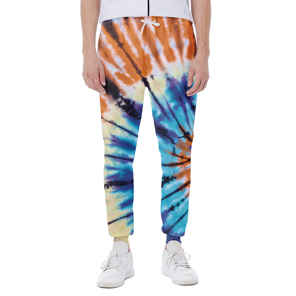 Blue And Orange Tie Dye Print Scuba Joggers