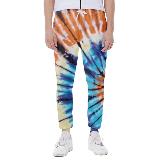 Blue And Orange Tie Dye Print Scuba Joggers