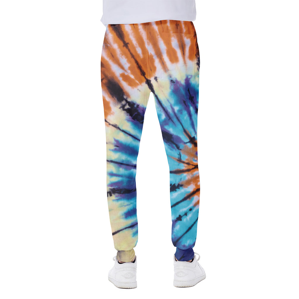Blue And Orange Tie Dye Print Scuba Joggers