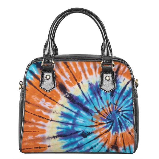 Blue And Orange Tie Dye Print Shoulder Handbag