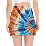 Blue And Orange Tie Dye Print Side Slit Mini Skirt