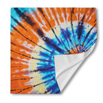 Blue And Orange Tie Dye Print Silk Bandana