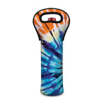 Blue And Orange Tie Dye Print Single Neoprene Wine Tote