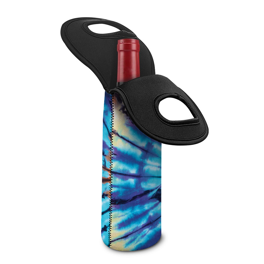 Blue And Orange Tie Dye Print Single Neoprene Wine Tote