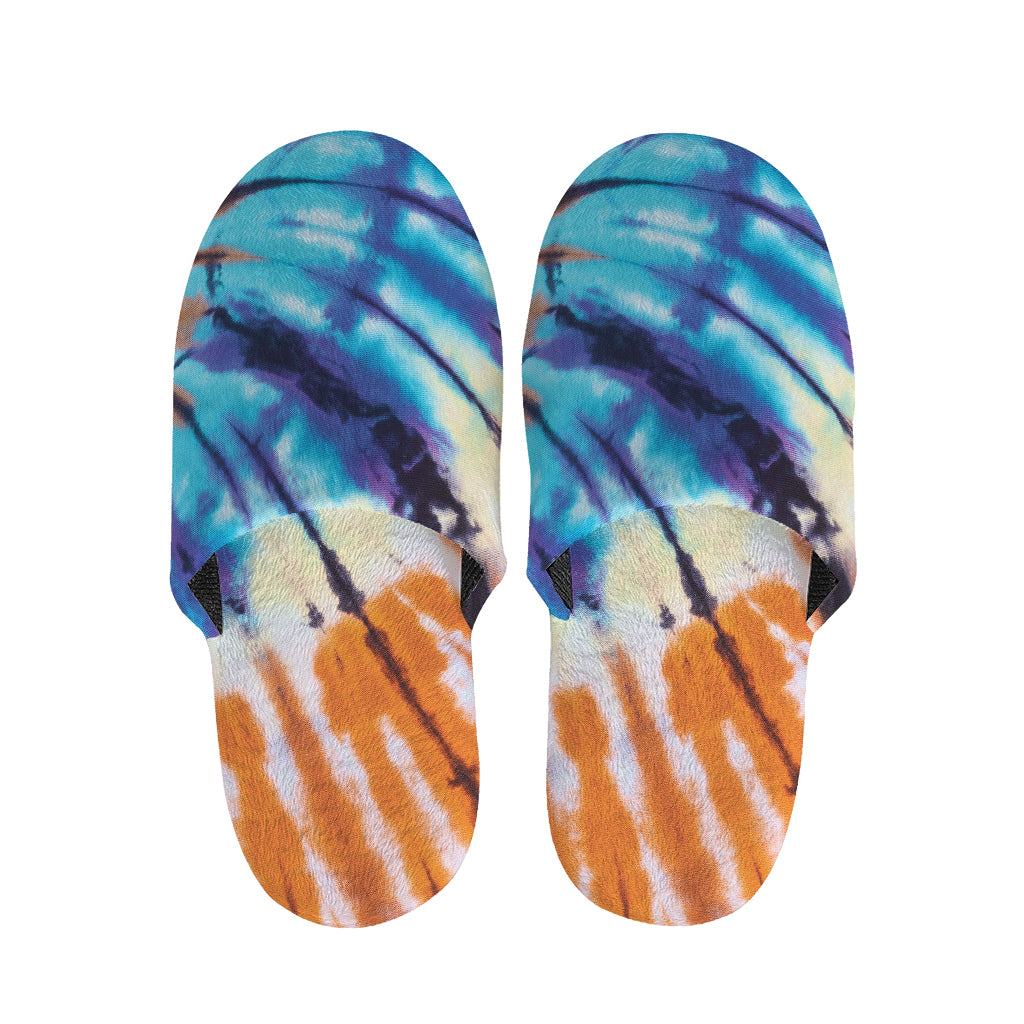 Blue And Orange Tie Dye Print Slippers