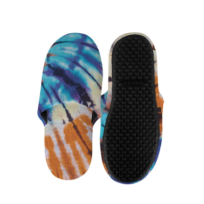 Blue And Orange Tie Dye Print Slippers