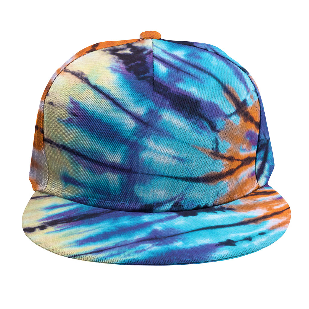 Blue And Orange Tie Dye Print Snapback Cap