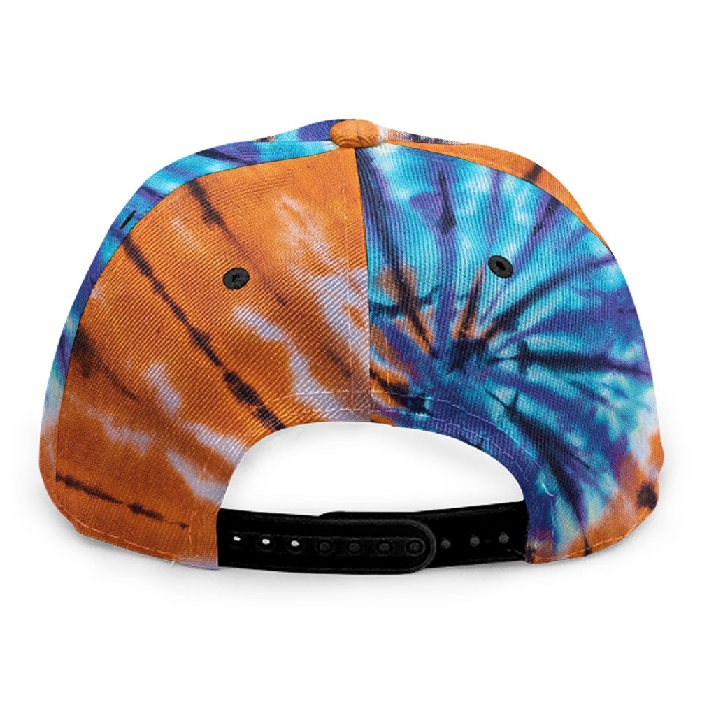 Blue And Orange Tie Dye Print Snapback Cap