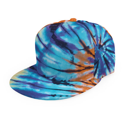 Blue And Orange Tie Dye Print Snapback Cap