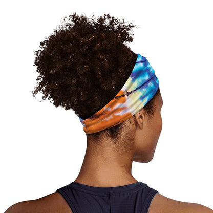 Blue And Orange Tie Dye Print Sports Headband