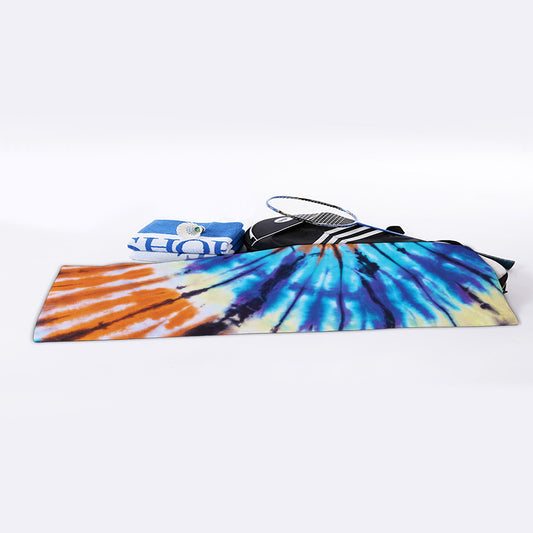 Blue And Orange Tie Dye Print Sports Towel