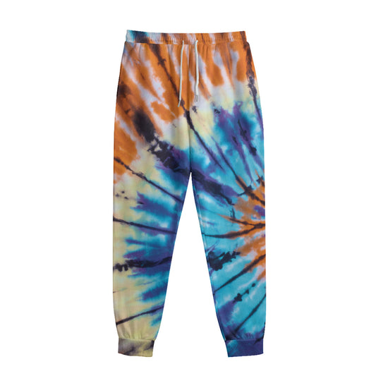 Blue And Orange Tie Dye Print Sweatpants