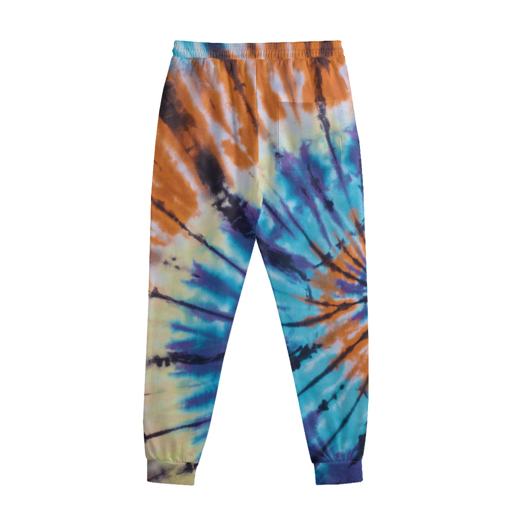 Blue And Orange Tie Dye Print Sweatpants