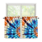 Blue And Orange Tie Dye Print Tier Curtains