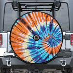 Blue And Orange Tie Dye Print Tire Cover With Camera Hole