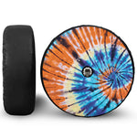 Blue And Orange Tie Dye Print Tire Cover With Camera Hole