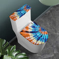 Blue And Orange Tie Dye Print Toilet Lid And Tank Cover Set