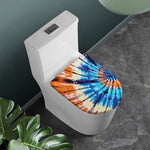 Blue And Orange Tie Dye Print Toilet Lid Cover