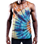 Blue And Orange Tie Dye Print Training Tank Top