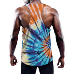 Blue And Orange Tie Dye Print Training Tank Top
