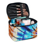 Blue And Orange Tie Dye Print Travel Makeup Bag
